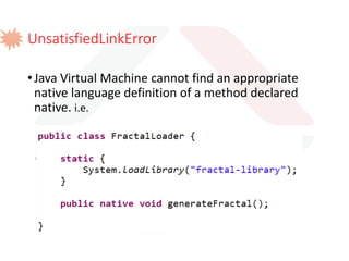 Phases of Class Loading
Loading
Verifying
Preparing
Resolving
Initializing
Linking
 
