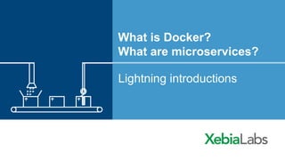 What is Docker?
What are microservices?
Lightning introductions
 