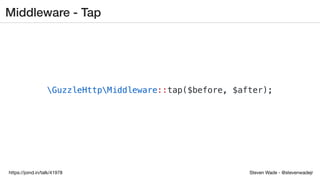 Steven Wade - @stevenwadejrhttps://joind.in/talk/41978
Middleware - Tap
GuzzleHttpMiddleware::tap($before, $after);
 