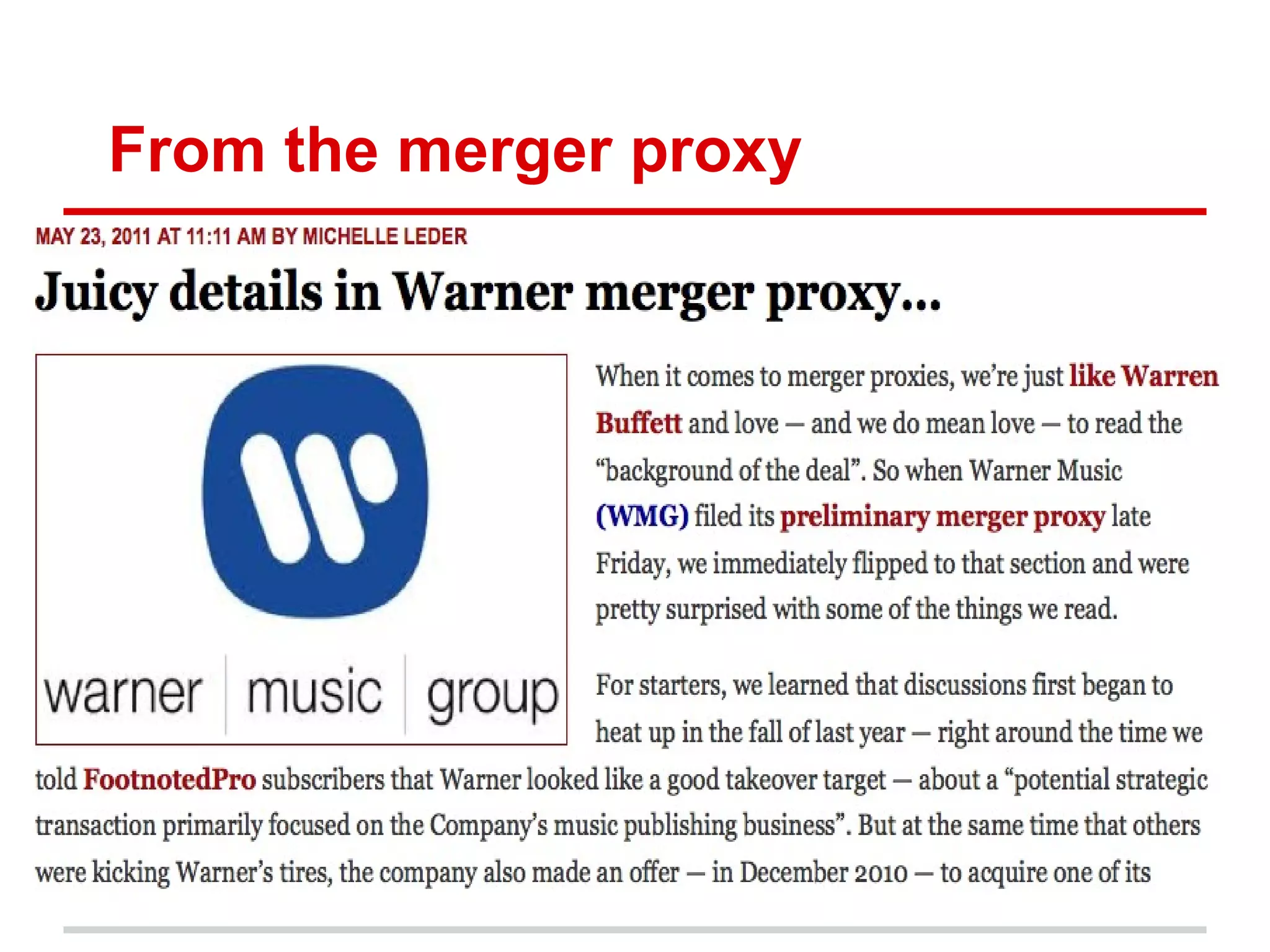 From the merger proxy
 