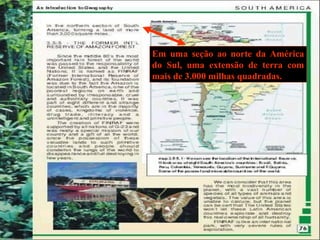Em uma seção ao norte da América
do Sul, uma extensão de terra com
mais de 3.000 milhas quadradas.
 