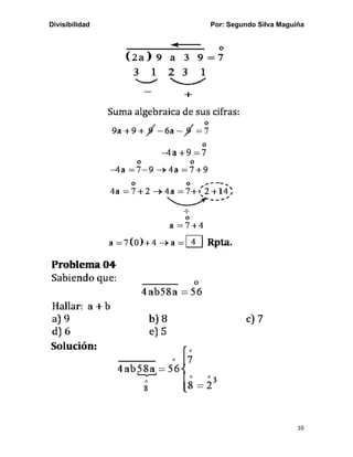Divisibilidad Por: Segundo Silva Maguiña
10
 