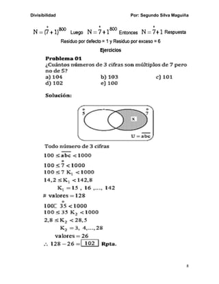 Divisibilidad Por: Segundo Silva Maguiña
8
 