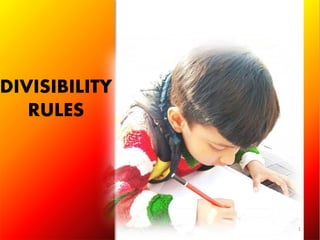 1
DIVISIBILITY
RULES
 