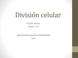 División celular
Cristian Guarín
Grado: 11°3
INSITUCION EDUCATIVA PRESBITERO
B.M
 