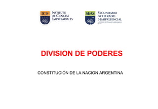 DIVISION DE PODERES

CONSTITUCIÓN DE LA NACION ARGENTINA
 