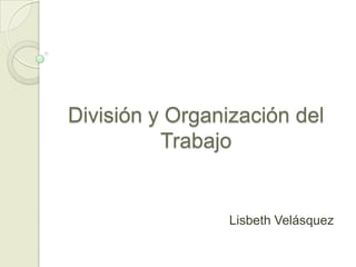 División y Organización del
          Trabajo


                 Lisbeth Velásquez
 