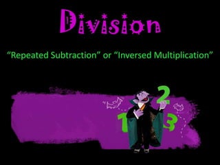 Division
“Repeated Subtraction” or “Inversed Multiplication”

 