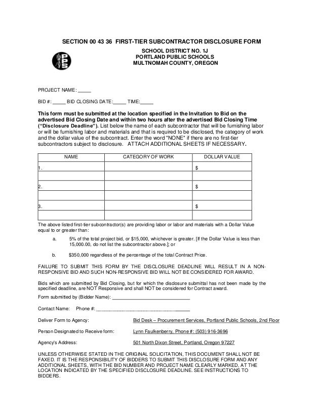 subcontractor bid form