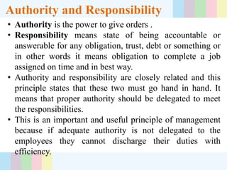 Division of work and authority & responsibility