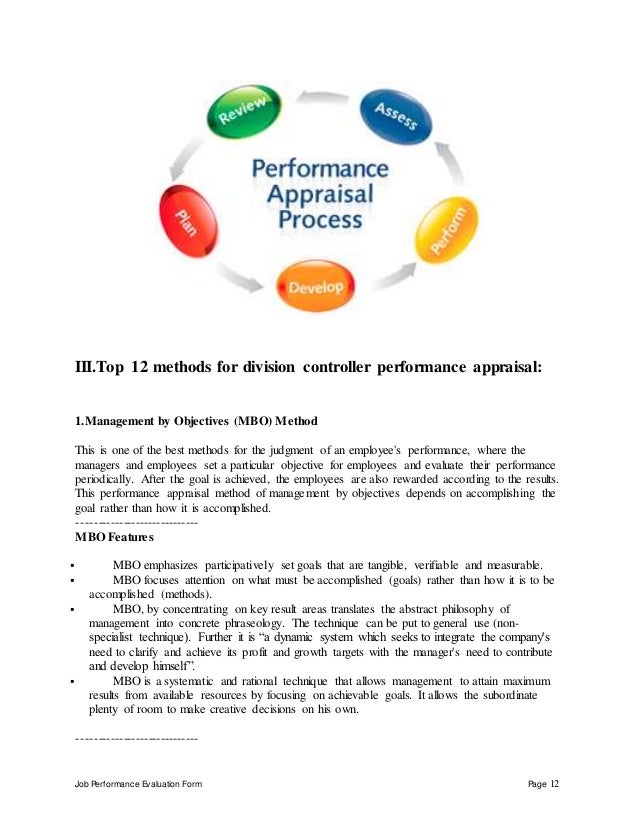 Division controller performance appraisal