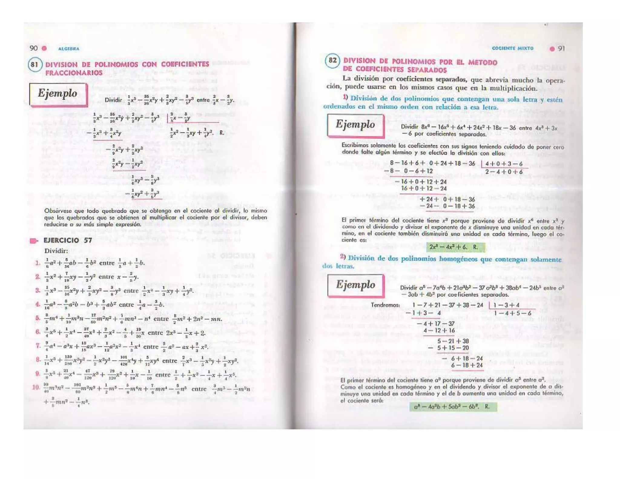 Division De Polinomios (Algebra De Baldor) | PDF