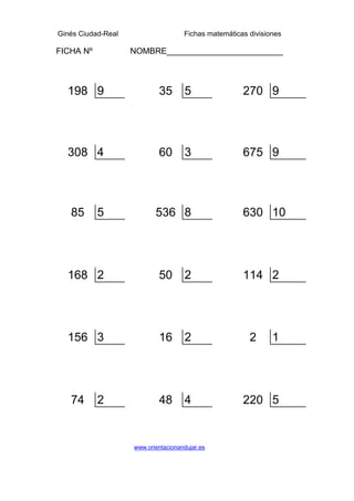 Divisiones de una cifra para imprimir
