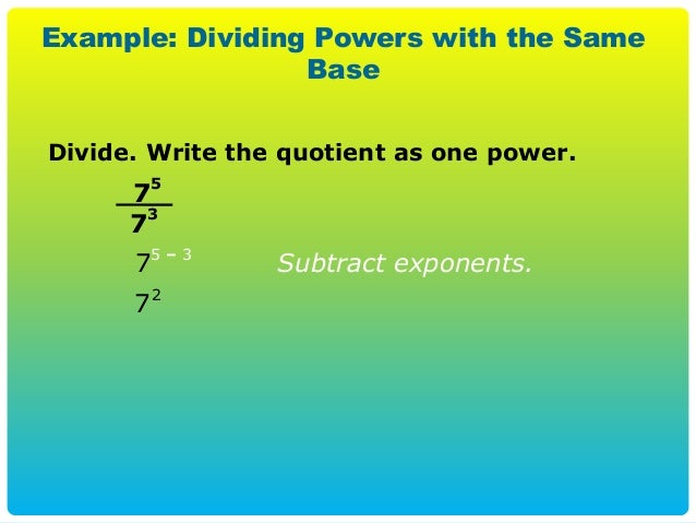 division of numbers in exponential form numbers in exponential form