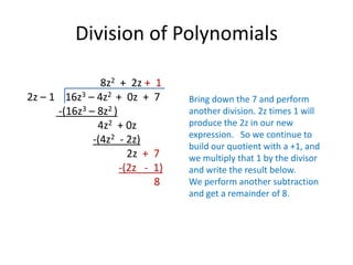 Division Of Polynomials