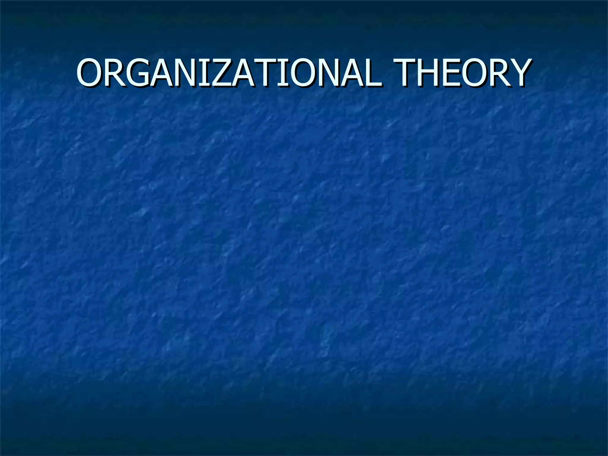 ORGANIZATIONAL THEORY 