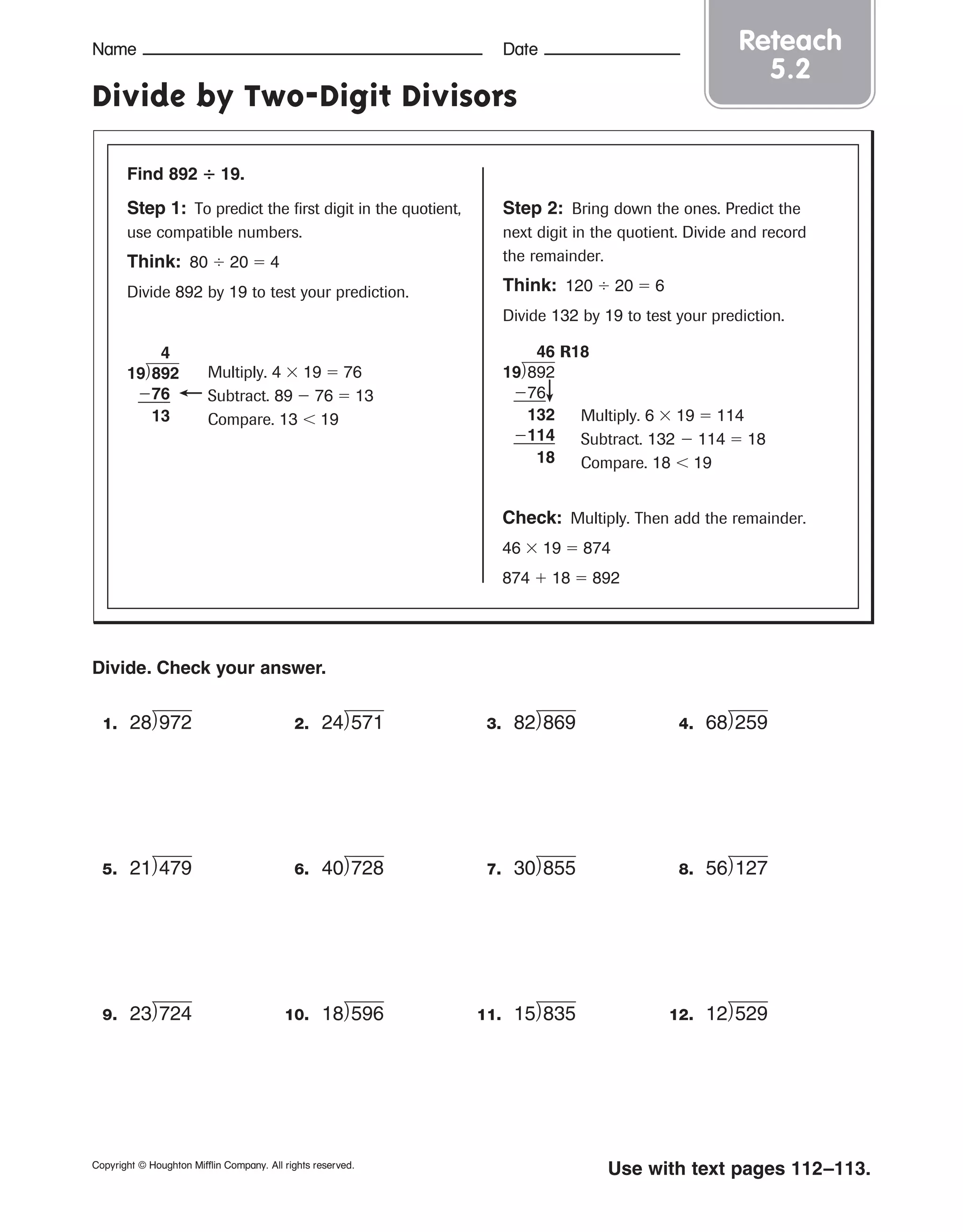 Division worksheet | PDF