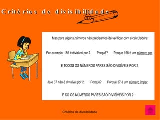Critérios de divisibilidade 