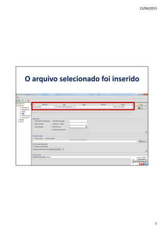 11/06/2013
7
O arquivo selecionado foi inserido
 