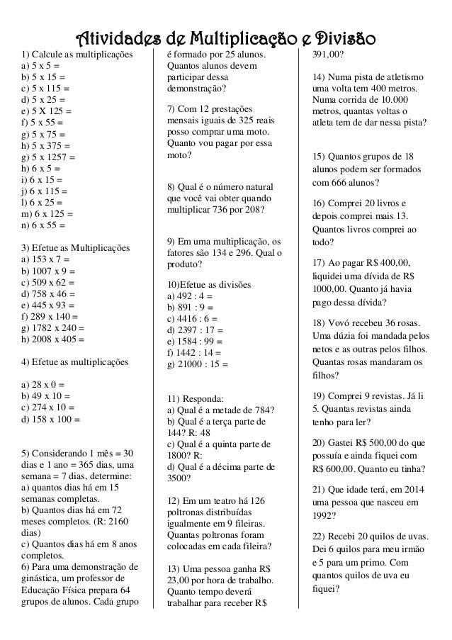 Divisao E Multiplicacao