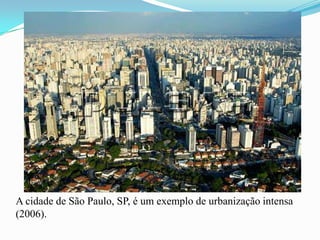 A cidade de São Paulo, SP, é um exemplo de urbanização intensa
(2006).
 