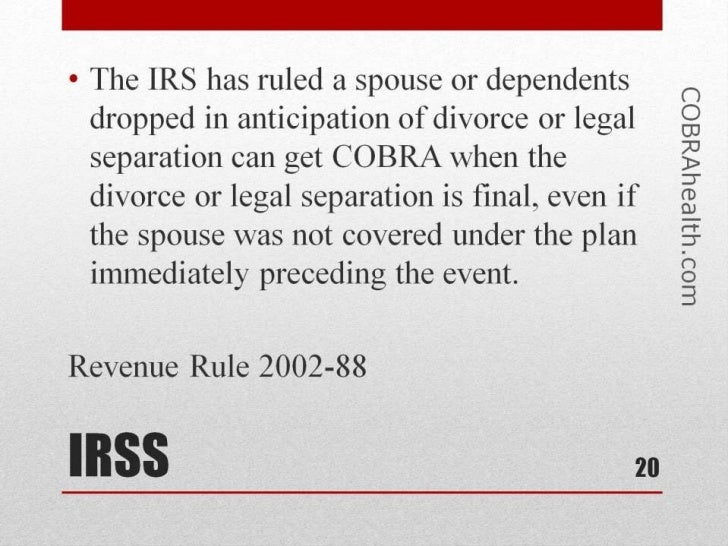Divorce COBRA planning after being dropped from your