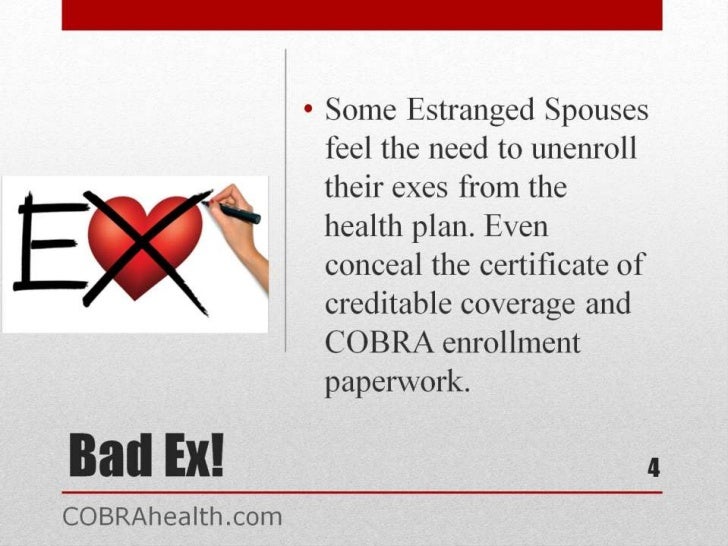Divorce COBRA planning after being dropped from your