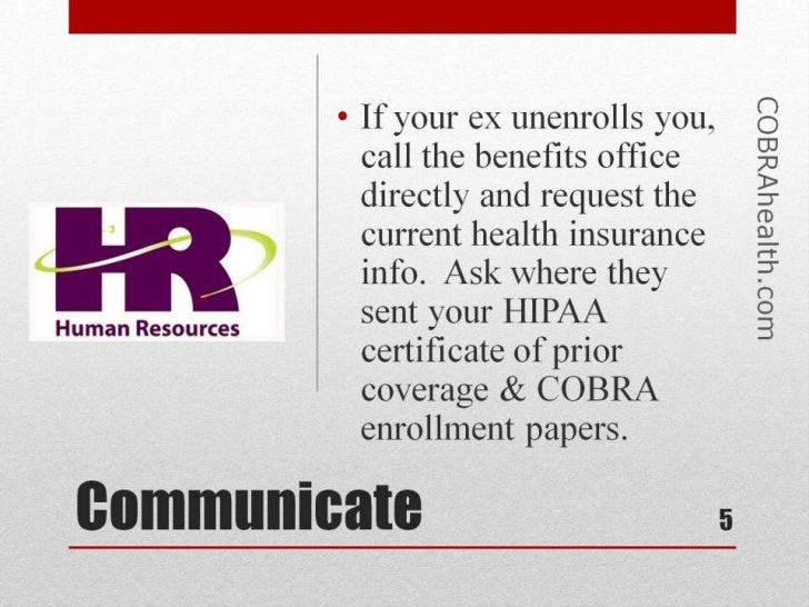 Divorce COBRA planning after being dropped from your