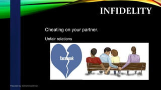 INFIDELITY
Cheating on your partner.
Unfair relations
Prepared by: Muhammad Imran
 