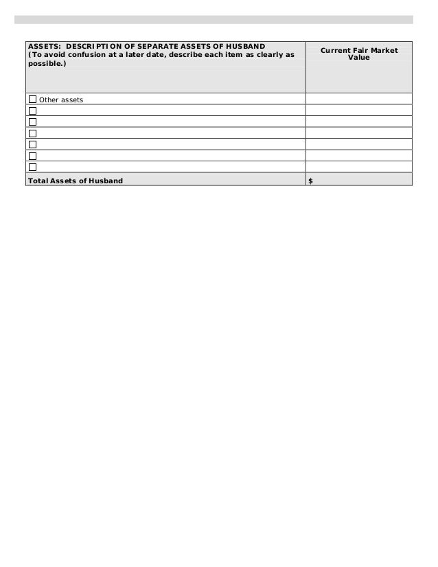Divorce finance worksheet