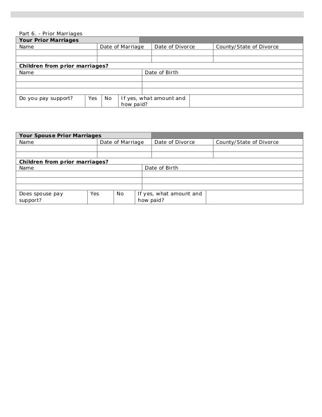 Divorce Finance Worksheet