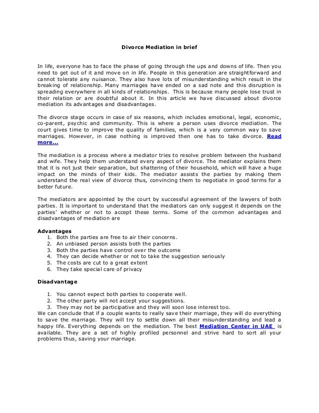 Divorce mediation in brief