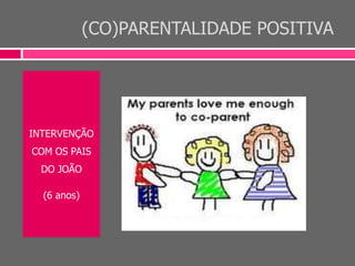 (CO)PARENTALIDADE POSITIVA
INTERVENÇÃO
COM OS PAIS
DO JOÃO
(6 anos)
 