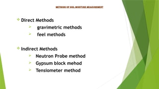 Soil Moisture Determination and Water Holding capacity | PPTX