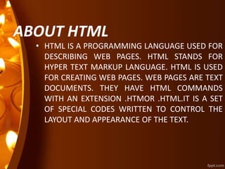 RDBMS and Html for class 7 | PPT