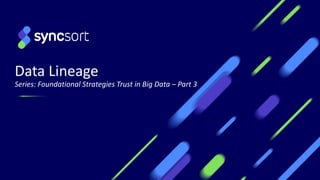 Data Lineage
Series: Foundational Strategies Trust in Big Data – Part 3
 