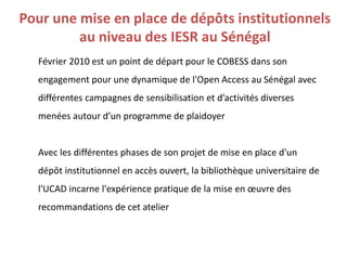 Dix ans de plaidoyer d'Open Access au Sénégal