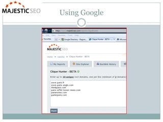 Tactic: Using Google to gather intelligence<br />Search for “[keyword] add url”<br />Use Directory.google.com (Dmoz) to fi...