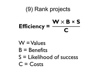 (9) Rank projects
 