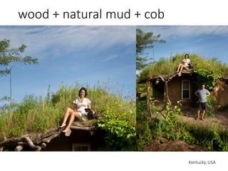 wood + natural mud + cob
Kentucky, USA
 