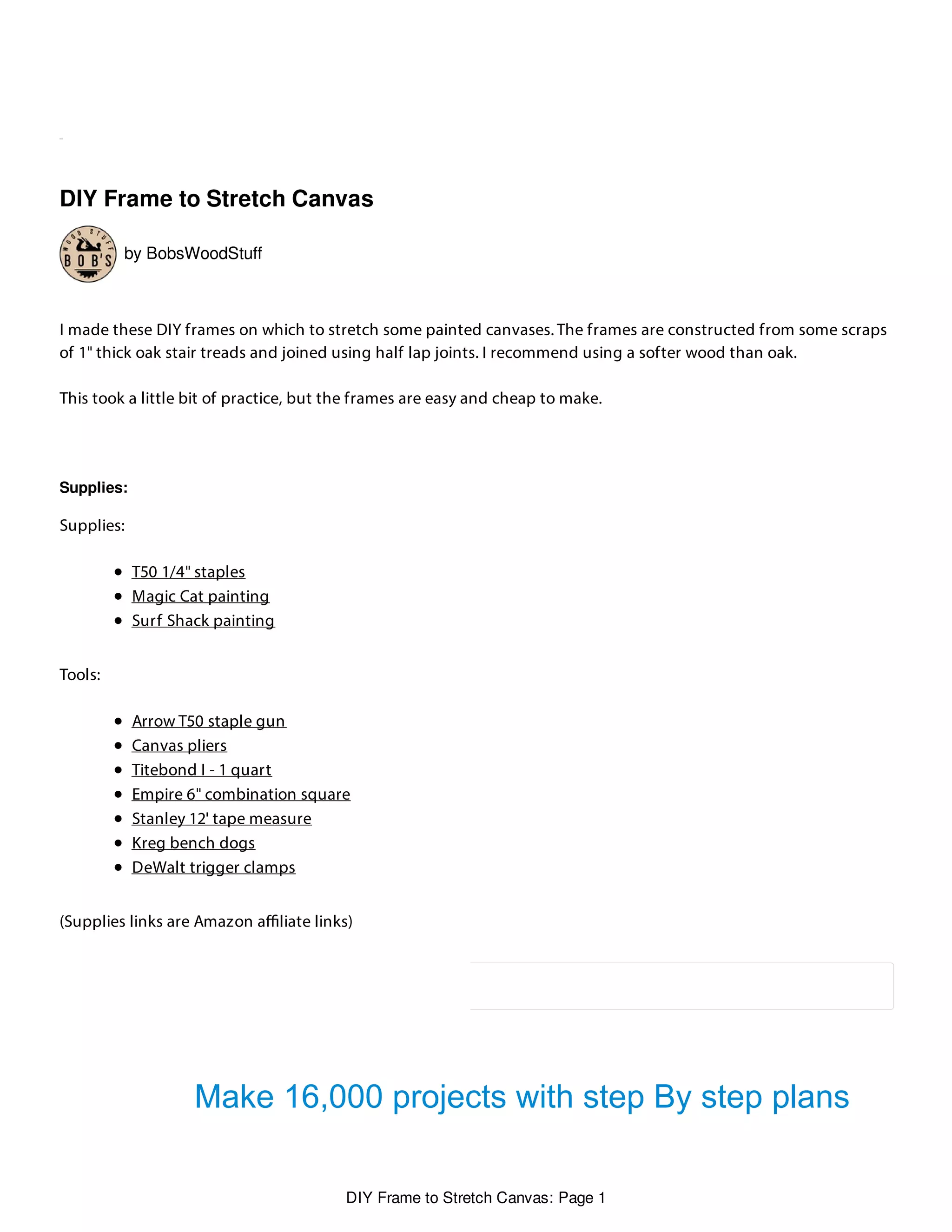 Diy frame to stretch canvas