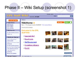 Phase II – Wiki Setup (screenshot 1) 