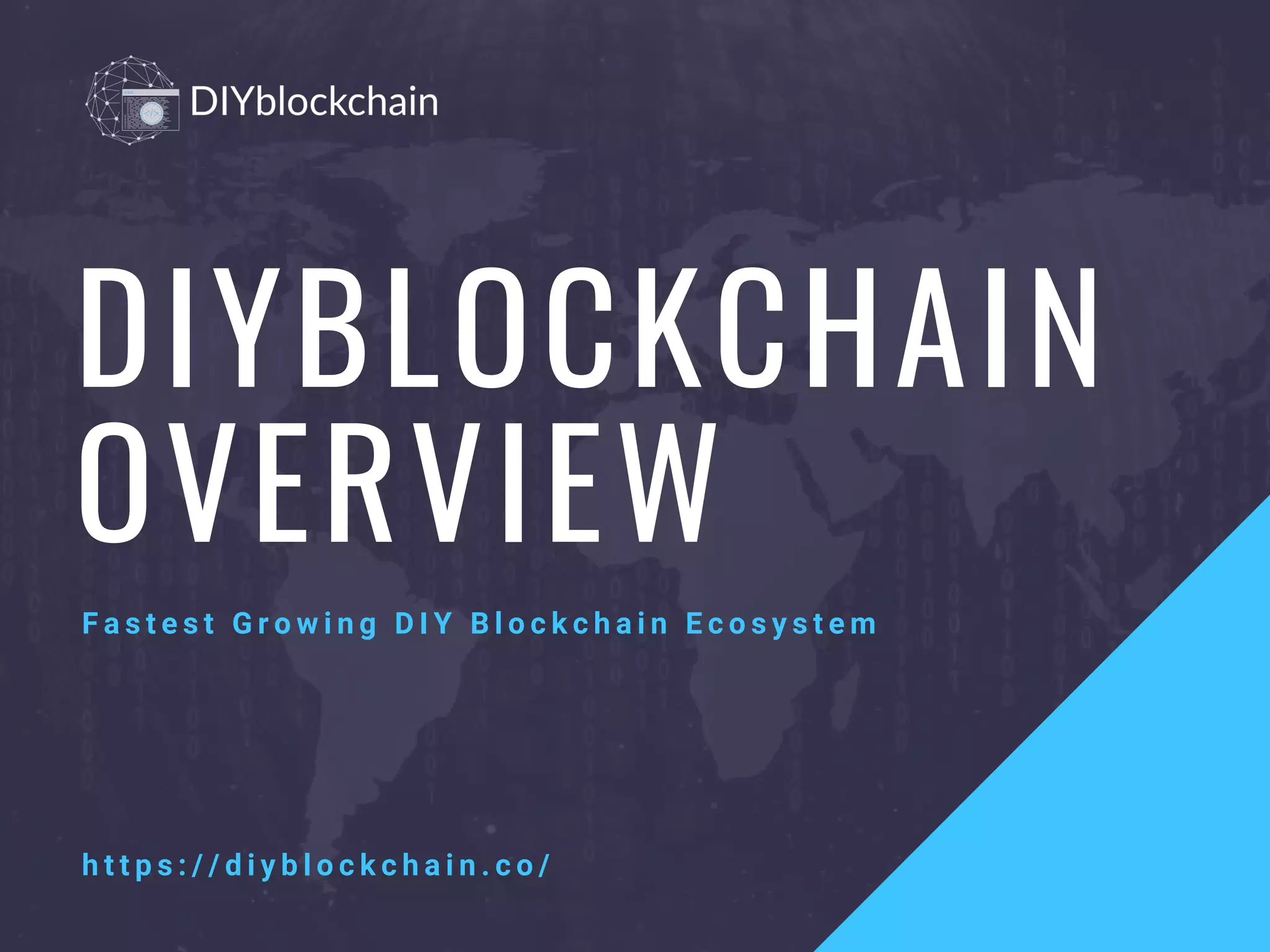 DIYBLOCKCHAIN
OVERVIEW
F a s t e s t G r o w i n g D I Y B l o c k c h a i n E c o s y s t e m
h t t p s : / / d i y b l o c k c h a i n . c o /
 