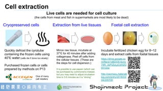 Cell extraction
Incubate fertilized chicken egg for 8~12
days and extract cells from foetal tissues
Extraction from live t...