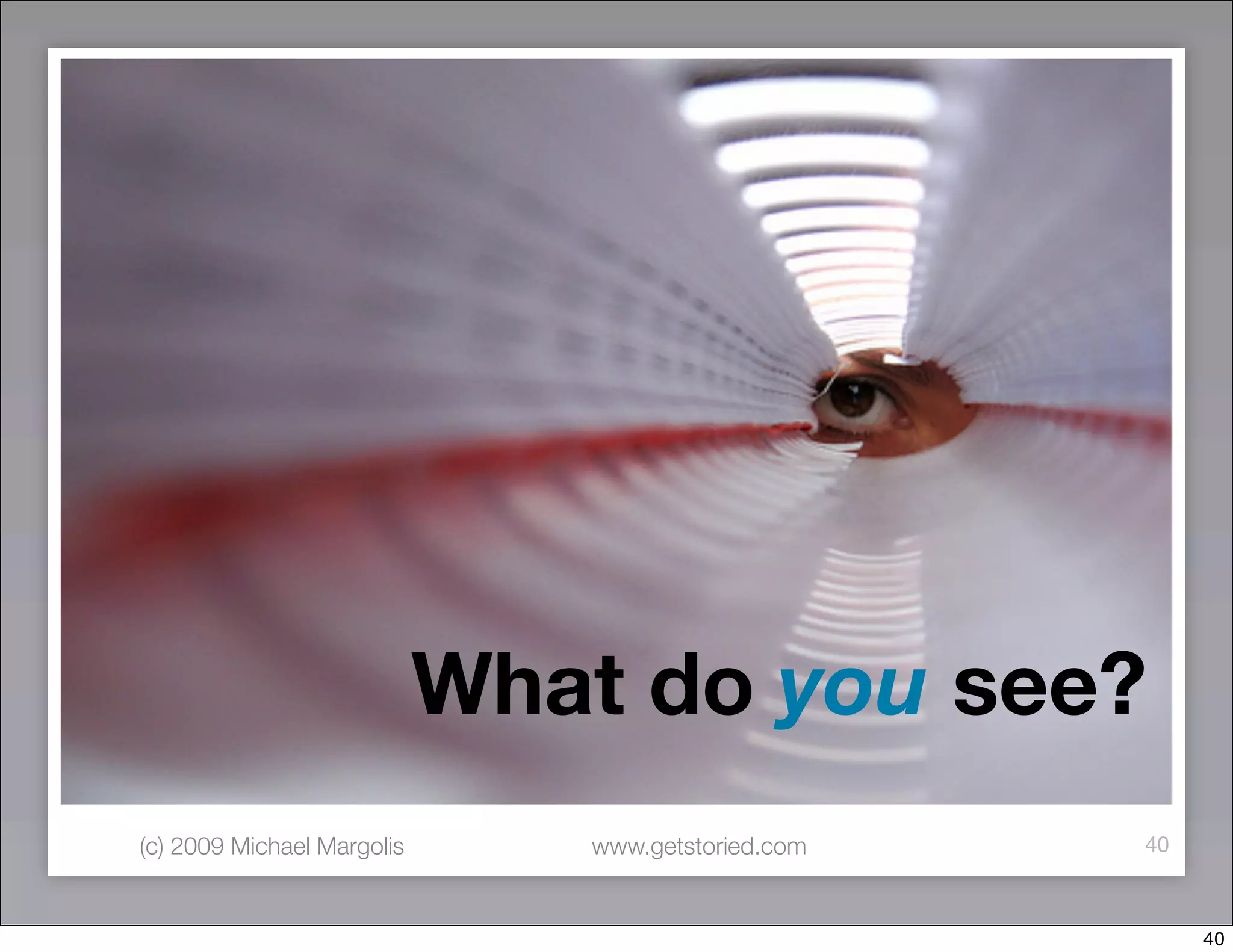What do you see?
(c) 2009 Michael Margolis      www.getstoried.com   40



                                                         40
 