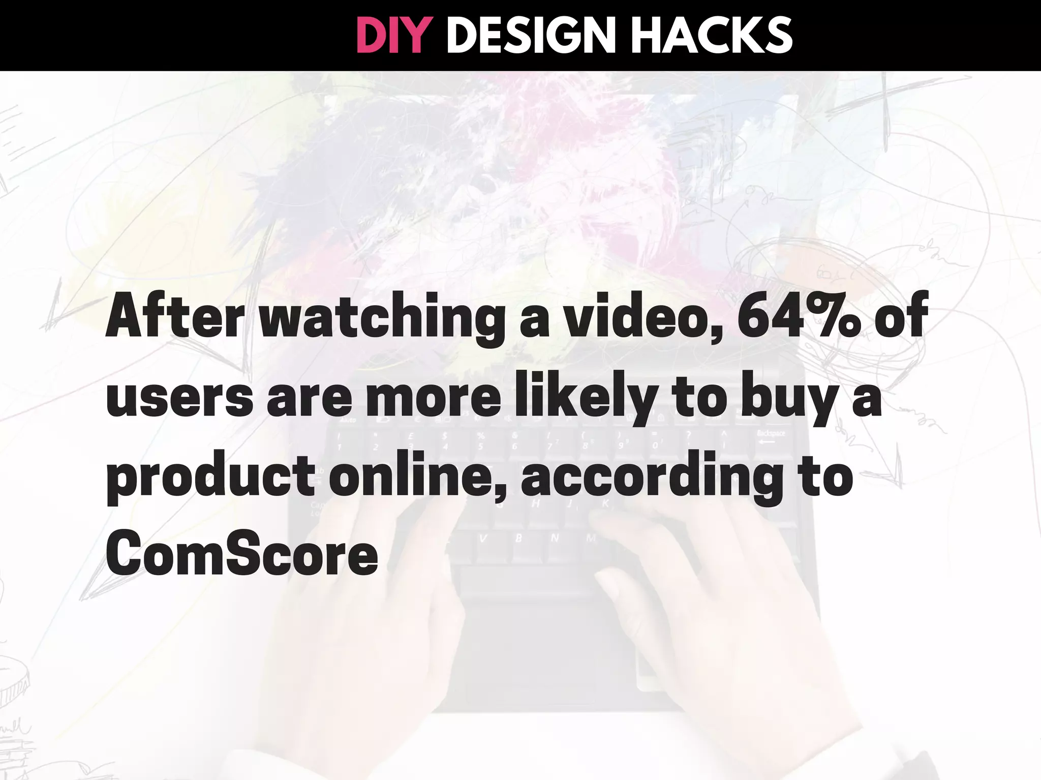 DESIGN HACKSDIY
After watching a video, 64% of
users are more likely to buy a
product online, according to
ComScore