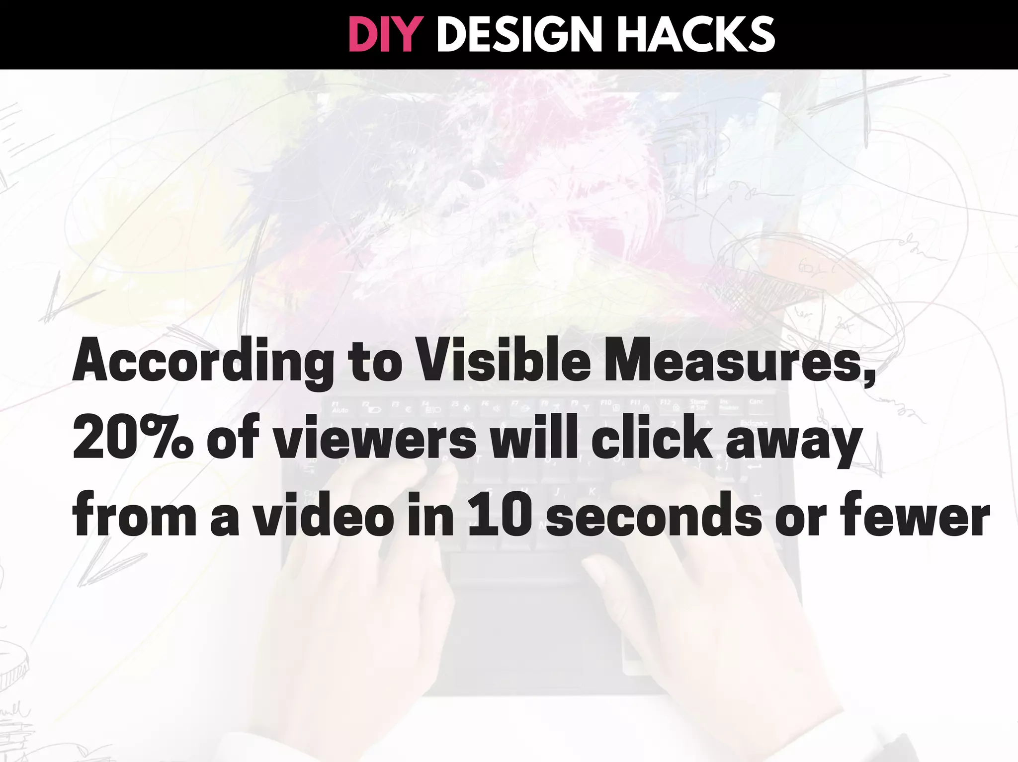 DESIGN HACKSDIY
According to Visible Measures,
20% of viewers will click away
from a video in 10 seconds or fewer