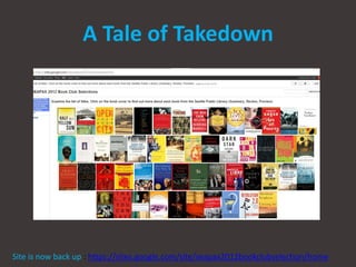 A Tale of Takedown




Site is now back up : https://sites.google.com/site/seapax2012bookclubselection/home
 