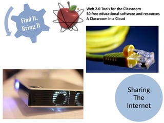 Web 2.0 Tools for the Classroom
50 free educational software and resources
A Classroom in a Cloud




                       Sharing
                         The
                       Internet
 
