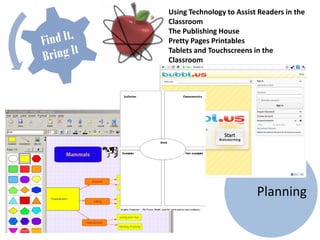 Using Technology to Assist Readers in the
Classroom
The Publishing House
Pretty Pages Printables
Tablets and Touchscreens in the
Classroom




                          Planning
 
